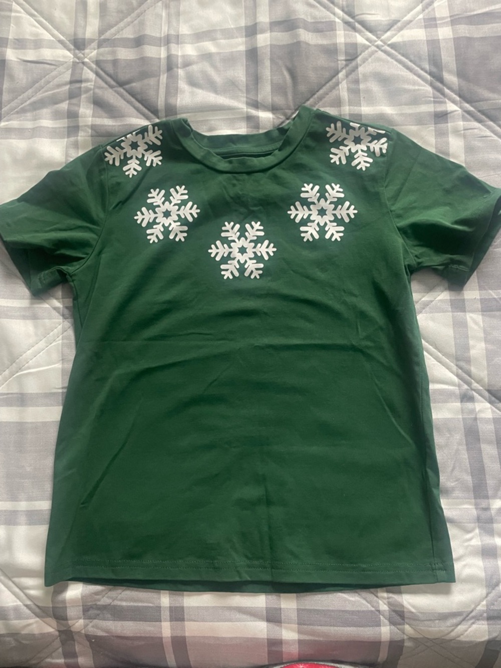 Green Snowflake Short Sleeve Tee for Kids
